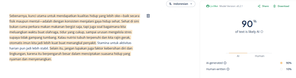 Skor AI vs Similarity: Tantangan Baru dalam Dunia Akademik 2 cek AI DETECTOR dengan quillbot